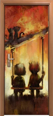 Produktbild von Türposter 80x200 cm Türaufkleber Türtapete Türfolie Klebefolie Paar unter Baum über Schaukel