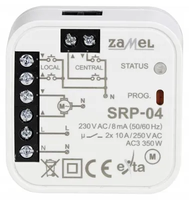 Zdjęcie produktu dla Sterownik rolet dopuszkowy przewodowy 10A 230V 350W SRP-04 Zamel EXT10000225