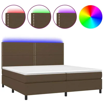 Produktbild von Boxspringbett mit Matratze & LED Dunkelbraun 200x200 cm Stoff