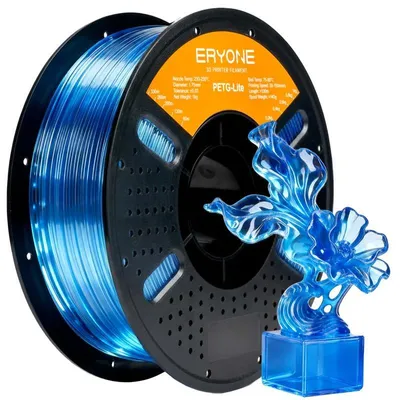 Obrázek produktu pro Filament pro 3D tisk PETG - průměr 1,75 mm - filament pro technologii FDM - vysoká pevnost - odolnost proti nárazům - snadná zpracovatelnost - 1 kg - průhledná modrá barva