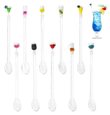 Cocktailrührer aus Acryl, 23 cm, bunt, 10 Stück