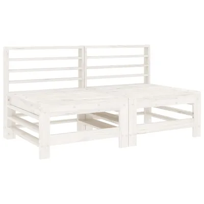 Produktbild von vidaXL Garten-Mittelsofas 2 Stk. Weiß Massivholz Kiefer