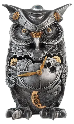 Imagen del producto de Figura decorativa, búho, "Búho Steampunk", resina, color plateado, unidad de venta: 2, largo: 10 cm, ancho: 13 cm, alto: 21 cm. Código: 37044. Número de artículo: 4063387370445