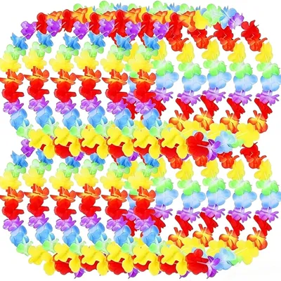 Image de Guirlandes hawaïennes - Décoration tropicale - Décoration de fête - Lot de 12 pièces