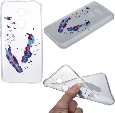 Produktbild von Henna Cover für Alcatel A3 XL Case Schutz Hülle Silikon Federn Bunt