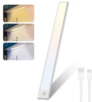 Zdjęcie produktu dla Oświetlenie LED z czujnikiem ruchu – lampa podszafkowa – wykrywanie ruchu – możliwość regulacji temperatury barwowej (trzy tryby) – 30 cm – aluminium