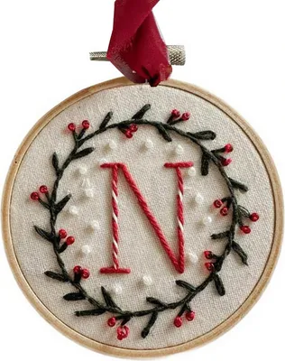 Produktbild von DIY-Weihnachtsornamente mit Stickerei, personalisiertes Monogramm-Stickset mit Initialen A–Z, Mini-Stickset für Anfänger