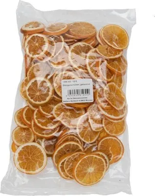 Produktbild von Orangenscheiben, getrocknet, im Beutel mit 250g