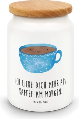 Produktbild von Mr. & Mrs. Panda behälter Kaffee Tasse - Weiß - Geschenk, Frischhaltedose, Dose, Keksdose, Genuss, Teedose, Glücklich, Lustige Sprüche, Liebe, Kaffeedose, Geschmack