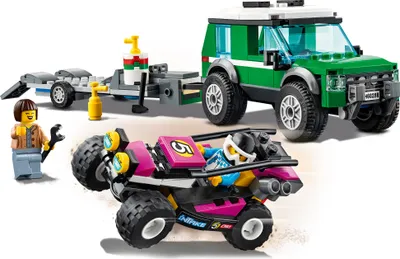 Produktbild von LEGO 60288 City Rennbuggy-Transporter, Spielzeug-Set mit Rennwagen und Autotransporter, LKW-Spielzeug ab 5 Jahre