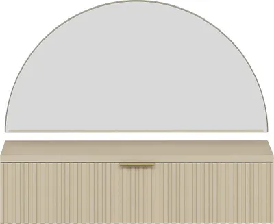 Produktbild von Frisiertisch hängend mit Spiegel & LED-Beleuchtung - 1 Schublade - Beige - FRALYN von Pascal Morabito
