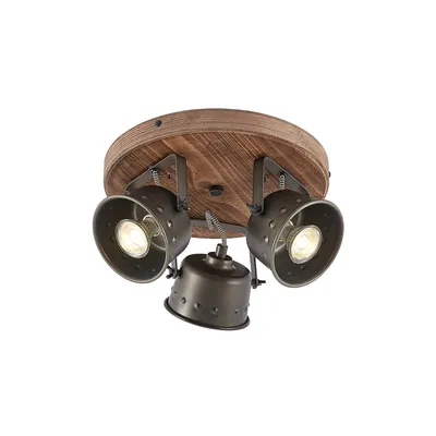 Produktbild von Lindby Deckenstrahler Rubinjo, Ø 31 cm, 3-flg., Holz, GU10