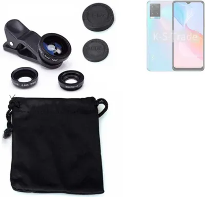 Produktbild von K-S-Trade Smartphone Kamera Linsen Set Kompatibel mit Vivo Y21s 3in1 Clip-On Kamera Adapter Macro Weitwinkel FishEye Fischauge Objektiv Linse
