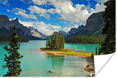Produktbild von MuchoWow® Poster Insel auf einem See im Jasper National Park, Kanada 90x60 cm - Schlafzimmer