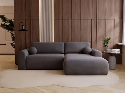 Produktbild von GrainGold Ecksofa L-Form Rechts Savana - Ecksofa mit Schlaffunktion und Bettkasten - Moderne Ecksofa, Wohnzimmer Ecksofa - Eckcouch Grau (Vena 18)