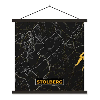 Produktbild von MuchoWow® Textilposter Gold - Deutschland - Karte - Stadtplan - Stolberg 120x120 cm mit schwarzem Rahmen - Aufhängungsset