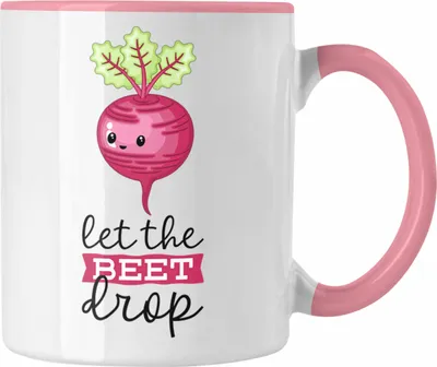 Produktbild von Trendation -  Let The Beet Drop Tasse Lustiger Wortwitz mit Rote Bete Geschenk für Gemüse-Liebhaber (Rosa)