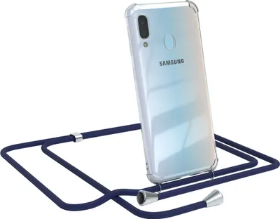 Produktbild von EAZY CASE Handykette kompatibel mit Samsung Galaxy A20e, Handyhülle mit Umhängeband, Handykordel, Schutzhülle Clear, Band in Blau