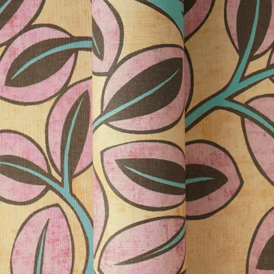 Produktbild von Vliestapete Gelb/Rosa mit modernem Ast- und Blattmotiv AS Creation (KG-176119)