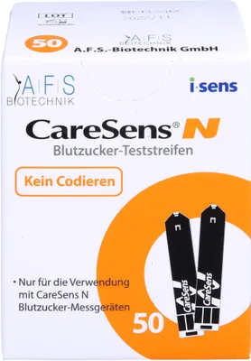 Obrázek produktu pro CareSens-N testovací proužky na glukózu v krvi (automatické kódování), 50 testovacích proužků
