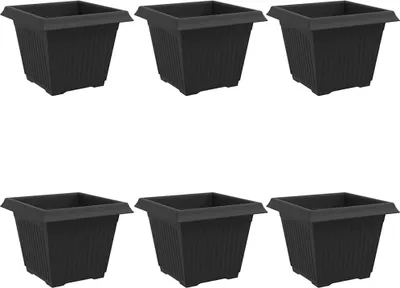 Produktbild von vidaXL Quadratischer Blumentopf 6 Stk. Schwarz 28,5 x 28,5 x 22 cm