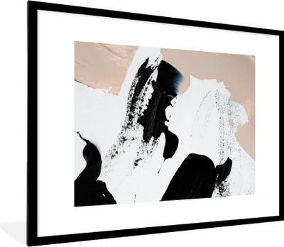 Produktbild von MuchoWow® Gerahmtes Poster Schwarz - Abstrakt - Design 80x60 cm - Poster mit Schwarzem Bilderrahmen Wandposter Rahmen Foto Bilder - Schlafzimmer-Dekorationen - Fotoposter