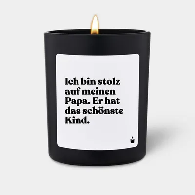 Produktbild von ChattyCandles Duftkerze Schwarz Flowery Ich bin stolz auf meinen Papa. Er hat das schönste Kind.