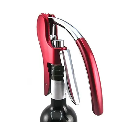 Produktbild von Korkenzieher, Profi-Flaschenöffner, Zinklegierung, mit Hebel, Korkenzieher, mit Folienschneider, Kellnermesser, Multifunktionales Design, Rot