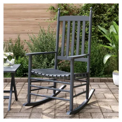 Produktbild von Schaukelstühle mit gebogenen Sitzen, 2 Stück, Grau, Massivholz, Pappelholz, Esszimmerstühle für den Außenbereich