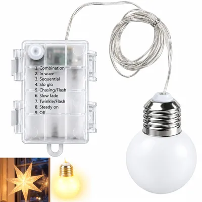 LED-Lichterkette für Papierstern, 2 m Kabel, batteriebetrieben, 3x AA