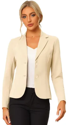 Produktbild von Allegra K Damen Arbeitsjacke Büro Reverskragen Stretch Jacke Anzug Blazer, beige