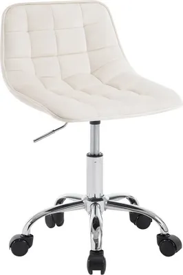 A cream-colored office chair with a tufted seat and back, on a white background.