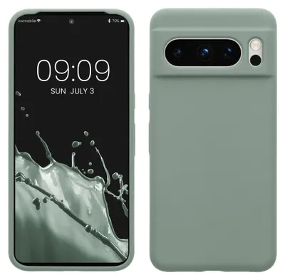 Produktbild von kwmobile Handyhülle für Google Pixel 8 Pro Hülle, für Pixel 8 Pro Case - Hülle Silikon - kabelloses Laden - Rainwashed Grün