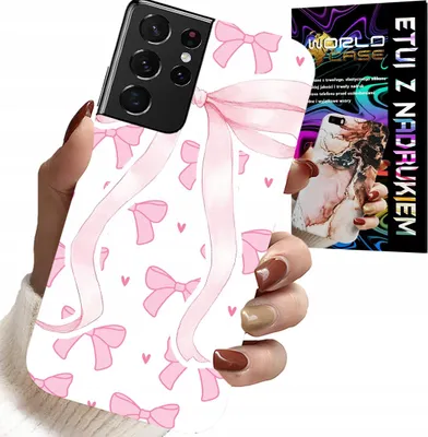 Zdjęcie produktu dla Etui Do Samsung Galaxy S21 Ultra - Różowe Wstazki Wstązka Modne Wzory Case