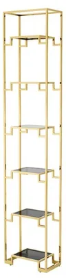 Image de Casa Padrino Meuble d'étagères de salon or / noir 45,5 x 25,5 x H. 221 cm - Meuble de salon de luxe