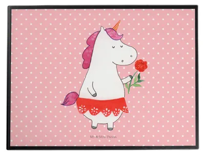 Produktbild von Mr. & Mrs. Panda schreibtischunterlage Einhorn Dame - Rot Pastell - Geschenk, tischauflage, Schreibunterlage, Bachelorette, Trennung, Einhörner, tischpad, Unicorn