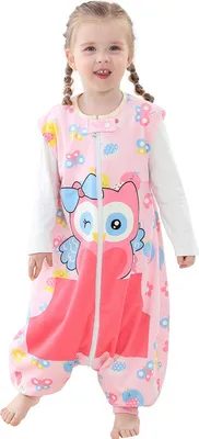 Produktbild von Ärmelloser Babyschlafanzug - Baumwollschlafsack mit Reißverschluss an den Füßen - Winter Onesie Pyjama, 1-6 Jahre M Eule