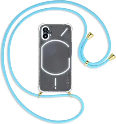Produktbild von Handykette Backcover-Schutzhülle mit Band (Metall goldfarben) für Nothing Phone (1) (A063, 6.55'') - himmelblau