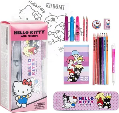 Immagine prodotto di CERDÀ - Zestaw przyborów do kolorowania Hello Kitty, oficjalny produkt, akcesoria szkolne