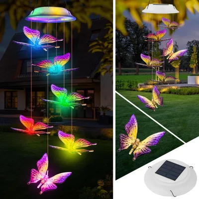 Solar-Windspiel mit Schmetterlingen, bunt, wasserdicht, für Garten