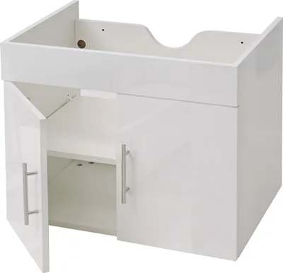 Obrázek produktu pro Toaletní skříňka HWC-D16, toaletní skříňka pod umyvadlo koupelnový nábytek,  vysoký lesk 60cm  bílá
