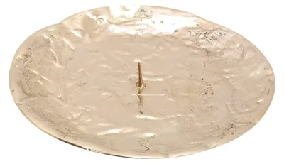 Kerzenplatte mit Dorn Ø 12,5 cm, poliertes Messing, gold