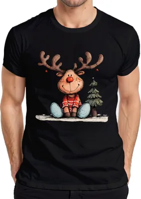 Produktbild von Rudolph Rentier Rotnase Weihnachtsbaum süßes Weihnachten Geschenk Herren T-Shirt, Schwarz, XXL