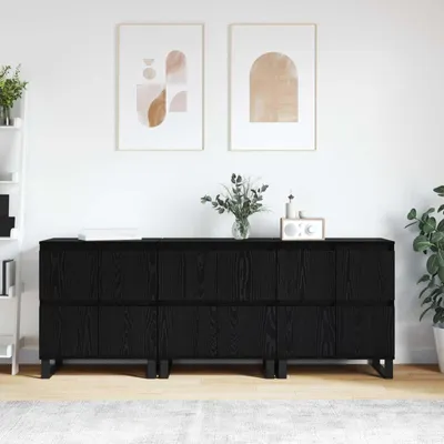 Image de vidaXL, meuble de rangement avec 3 tiroirs, imitation chêne noir, 60 x 35 x 70 cm