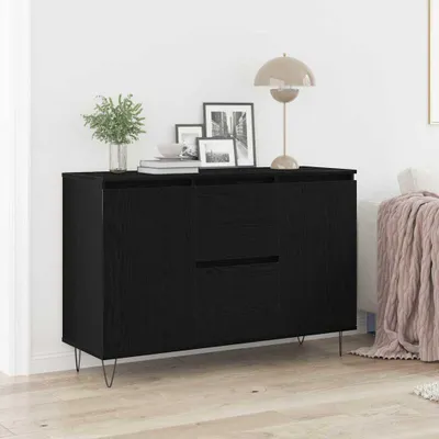 Obrázek produktu pro vidaXL Komoda, černá, vzhled dubu, 101,5 x 35 x 70 cm, dřevotřísková deska