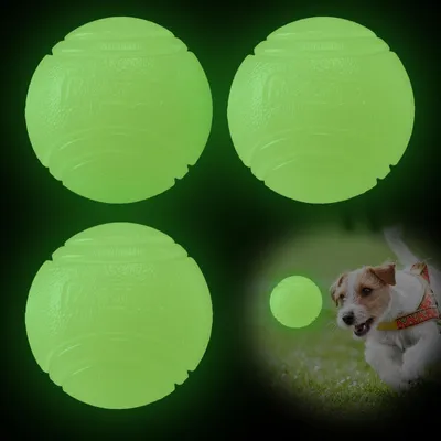 Produktbild von 3 im Dunkeln leuchtende Hundebälle, 6 cm große, unzerstörbare Hundebälle, Hüpfbälle aus Naturkautschuk, Leuchtball, interaktiver Hundeball für kleine, mittlere und große Hunde