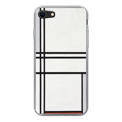 Produktbild von MuchoWow® Handyhülle Schutzhülle Hülle für iPhone SE 2020 Komposition 1 mit Rot und Grau - Piet Mondrian Silikon Softcase Handy Hülle - Kartenbesitzer