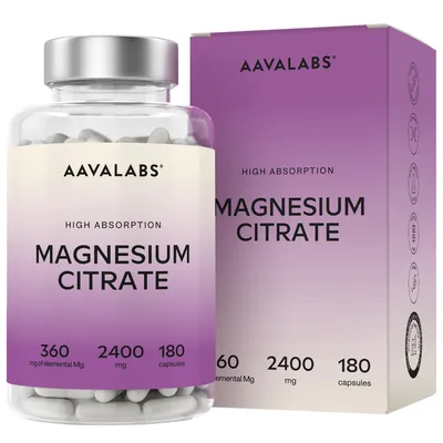 Image de Citrate de magnésium Aavalabs | 360 mg pour les muscles et les nerfs | 180 gélules
