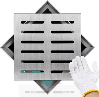 Produktbild von Metallischer Abflussroster - Rostfreier Stahl - Effiziente Drainage - 25 x 25 cm - Silber