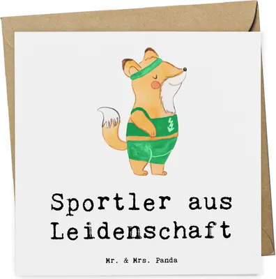 Produktbild von Mr. & Mrs. Panda Glückwunschkarte Sportler Leidenschaft - Weiß - Geschenk, Klappkarte, Grußkarte, anlasskarte, doppelkarte, faltkarte